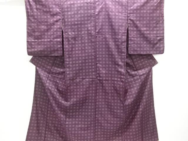 大正ロマン　重ね枡模様織り出し着物